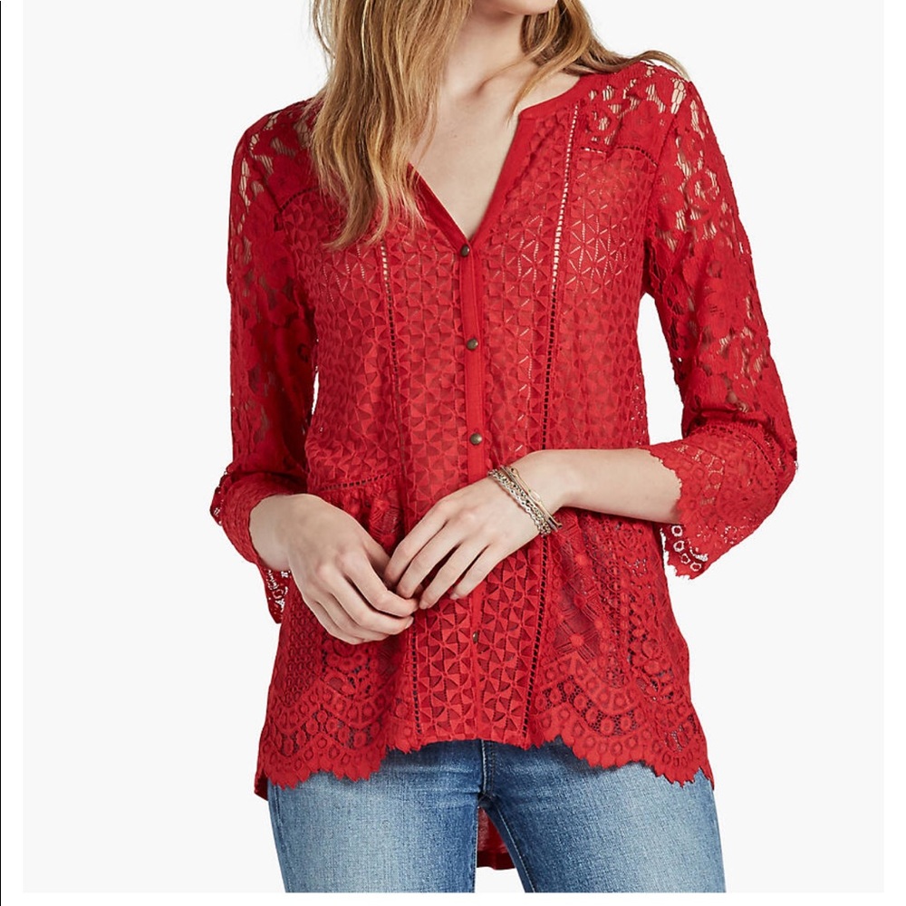 NWT Lucky Brand burgundy lace top Style 7W62867